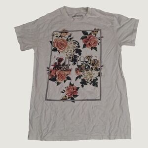The 1975 T-Shirt Unisex Small White Robbers Floral Rose Graphic Band Tee